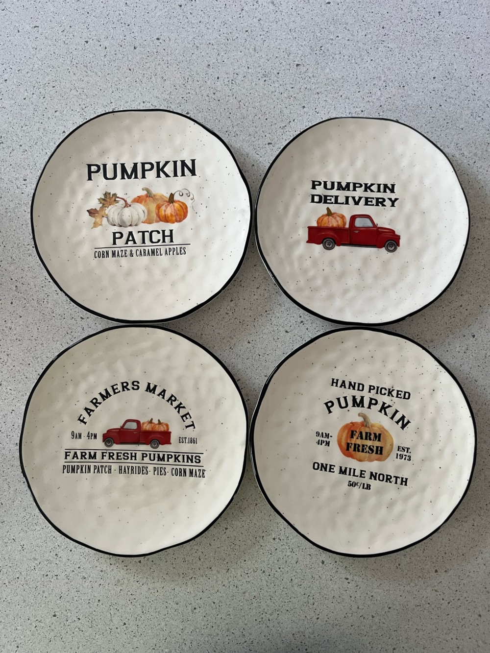 NEW Autumn Pumpkin Farm Decorative Plates - Set of 4